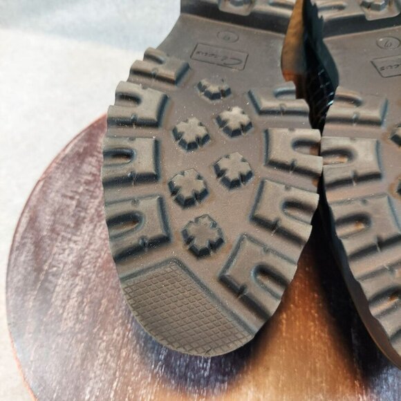 Circus NY Black Croc-Embossed Leather Loafers With Gold  Detail & Chunky Sole - Picture 12 of 16